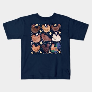 Cute chickens and chicks illustration Kids T-Shirt